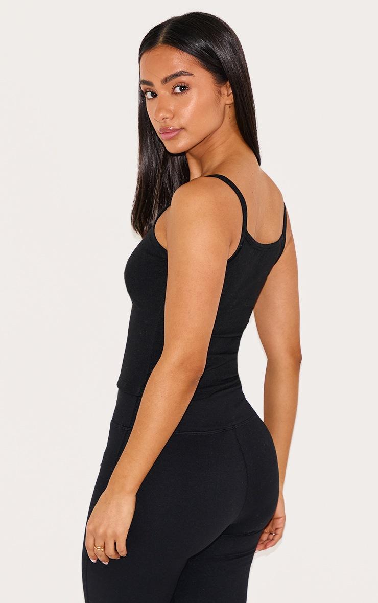 Pretty Little Thing Petite Black Snatched Sculpt Cami Strap Crop Top
