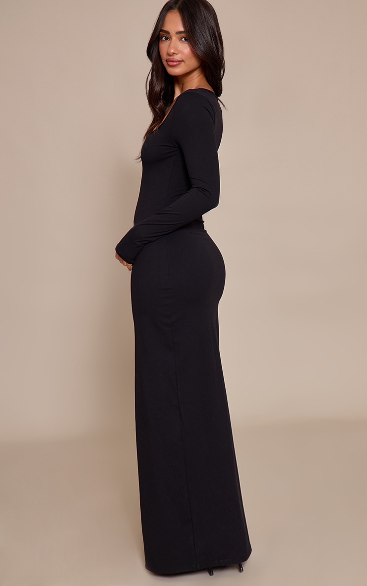 Pretty Little Thing Petite Black Snatched Sculpt Long Sleeve Maxi Dress