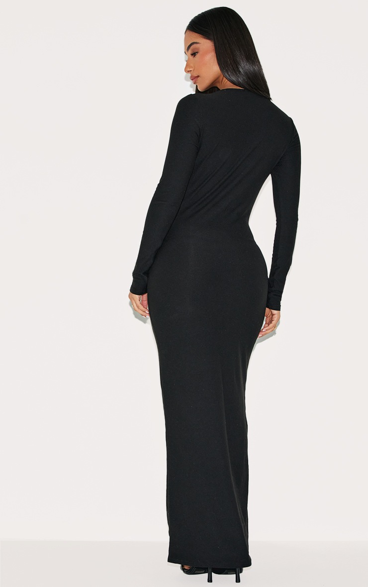 Pretty Little Thing Petite Black Soft Touch Long Sleeve Maxi Dress
