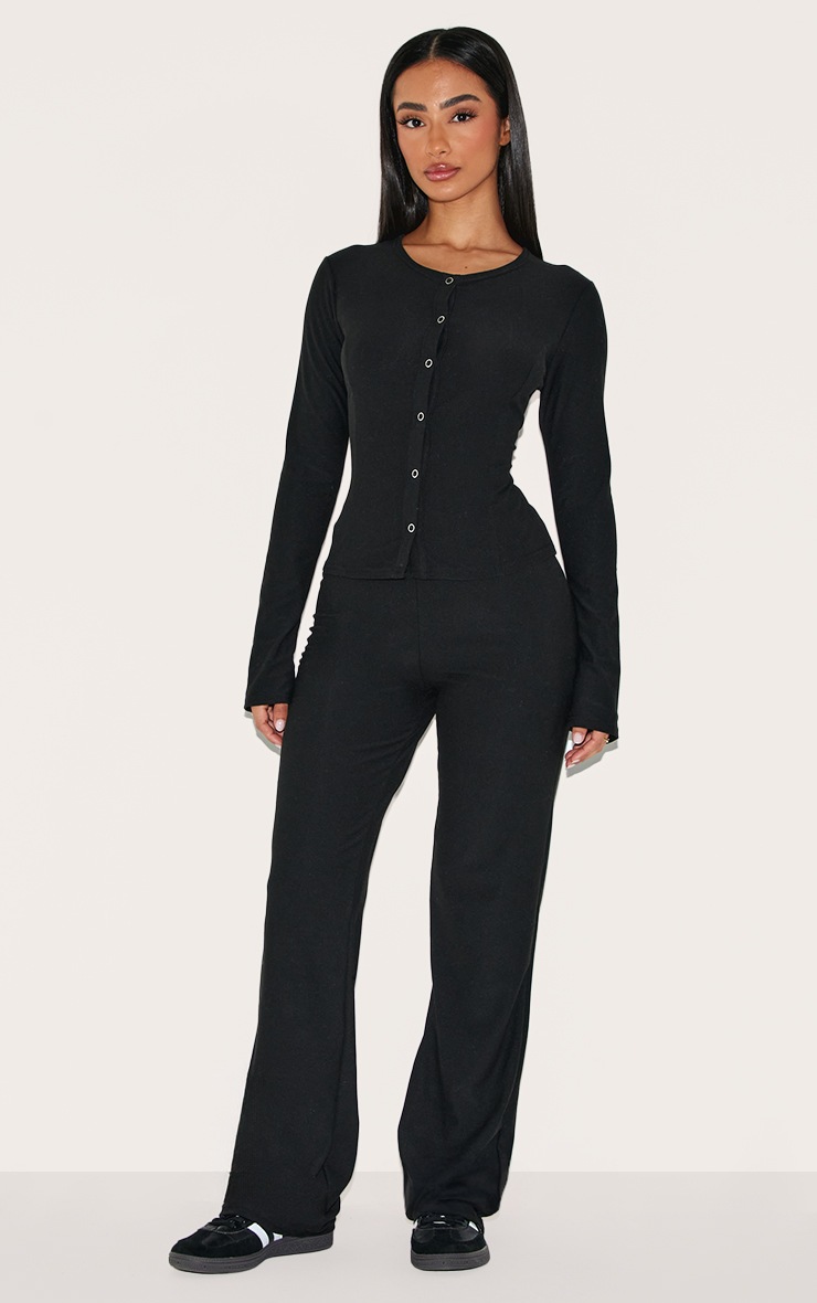Pretty Little Thing Petite Black Soft Touch Straight Leg Pants