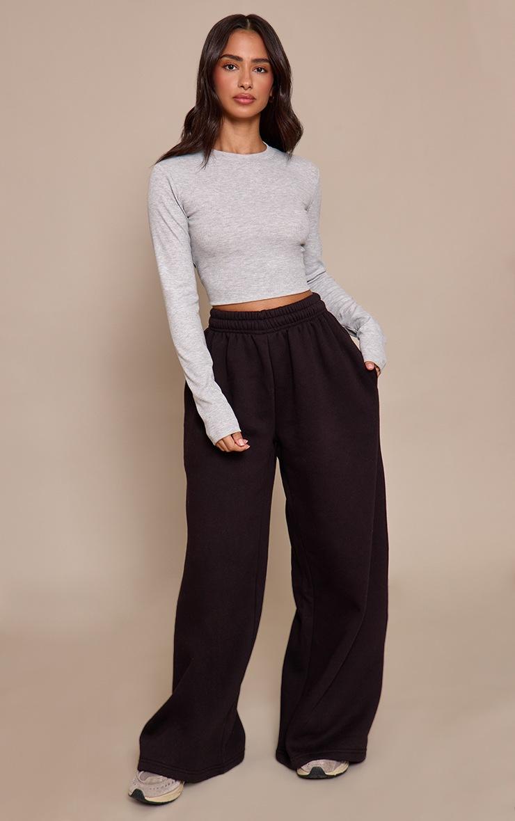 Pretty Little Thing Petite Black Super Wide Leg Elasticated Waist Sweatpants