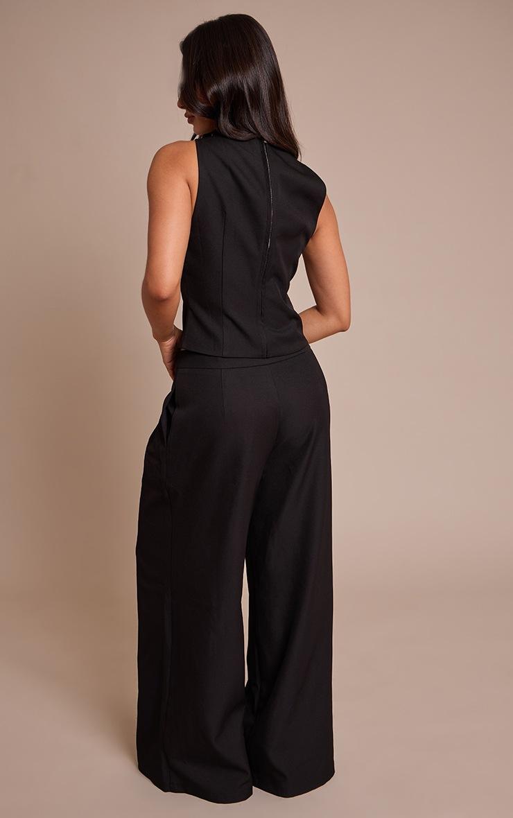 Pretty Little Thing Petite Black Tailored Woven Wide Leg Pants