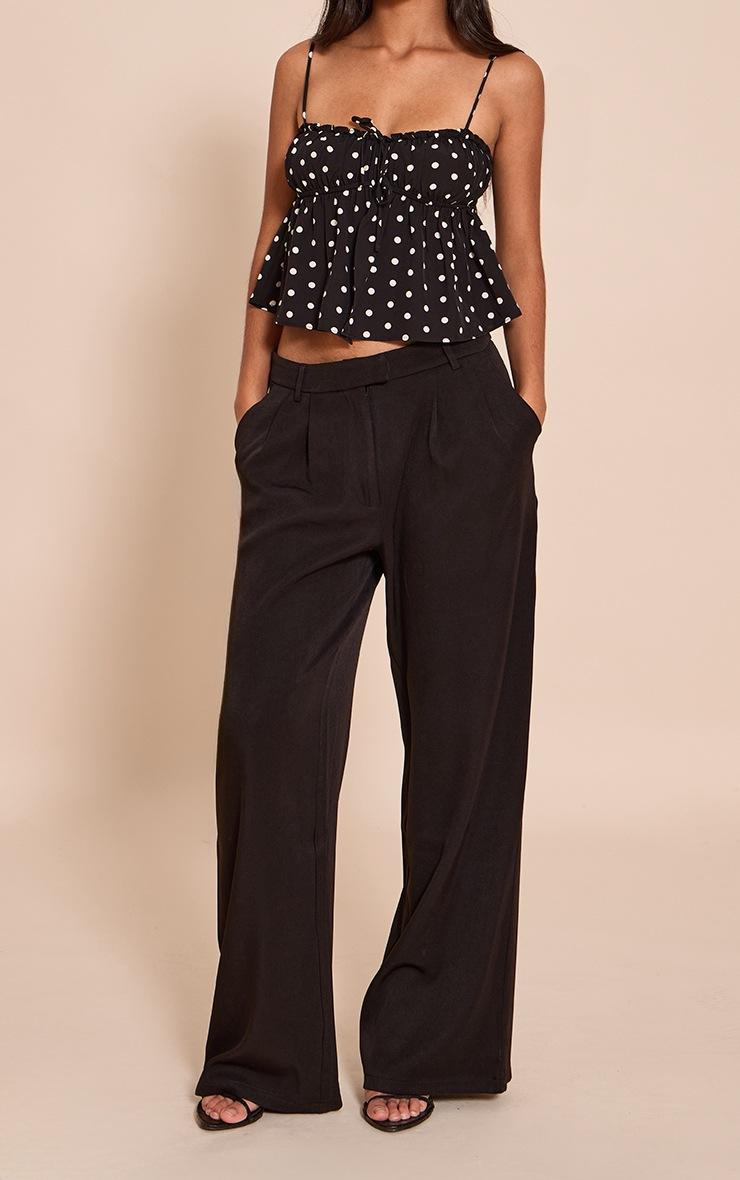 Pretty Little Thing Petite Black Wide Leg Tailored Pants