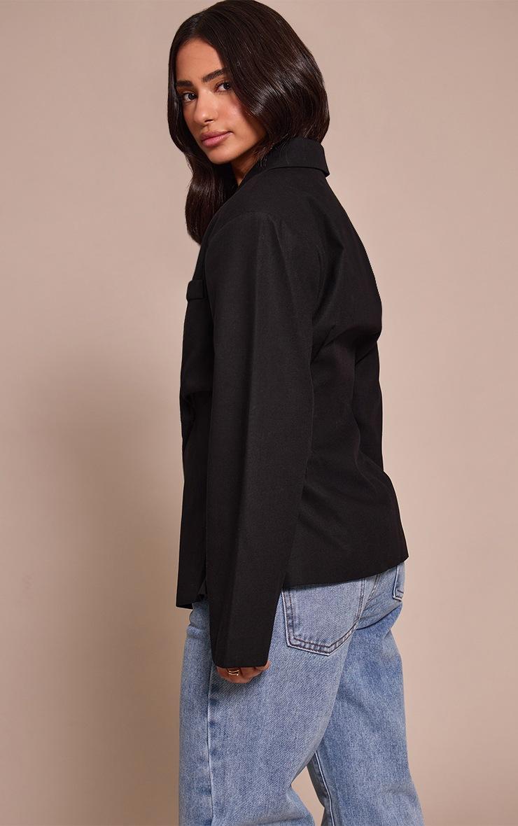 Pretty Little Thing Petite Black Woven Cinched Waist Blazer