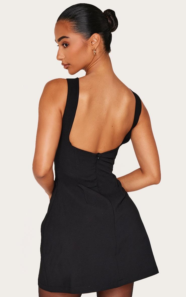 Pretty Little Thing Petite Black Woven Open Back Mini Dress