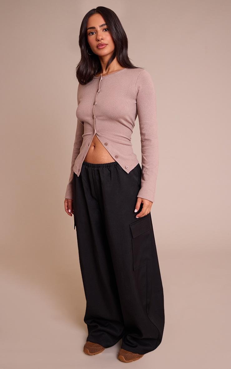 Pretty Little Thing Petite Black Woven Wide Leg Cargos