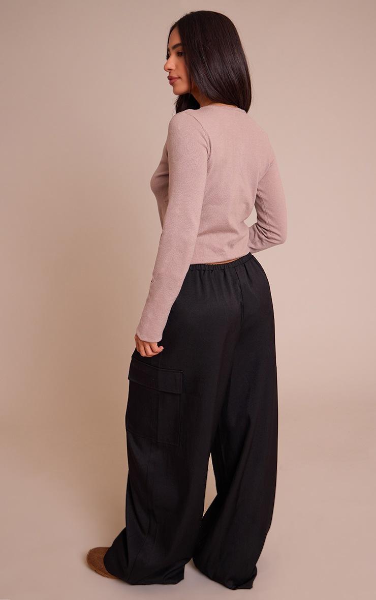 Pretty Little Thing Petite Black Woven Wide Leg Cargos