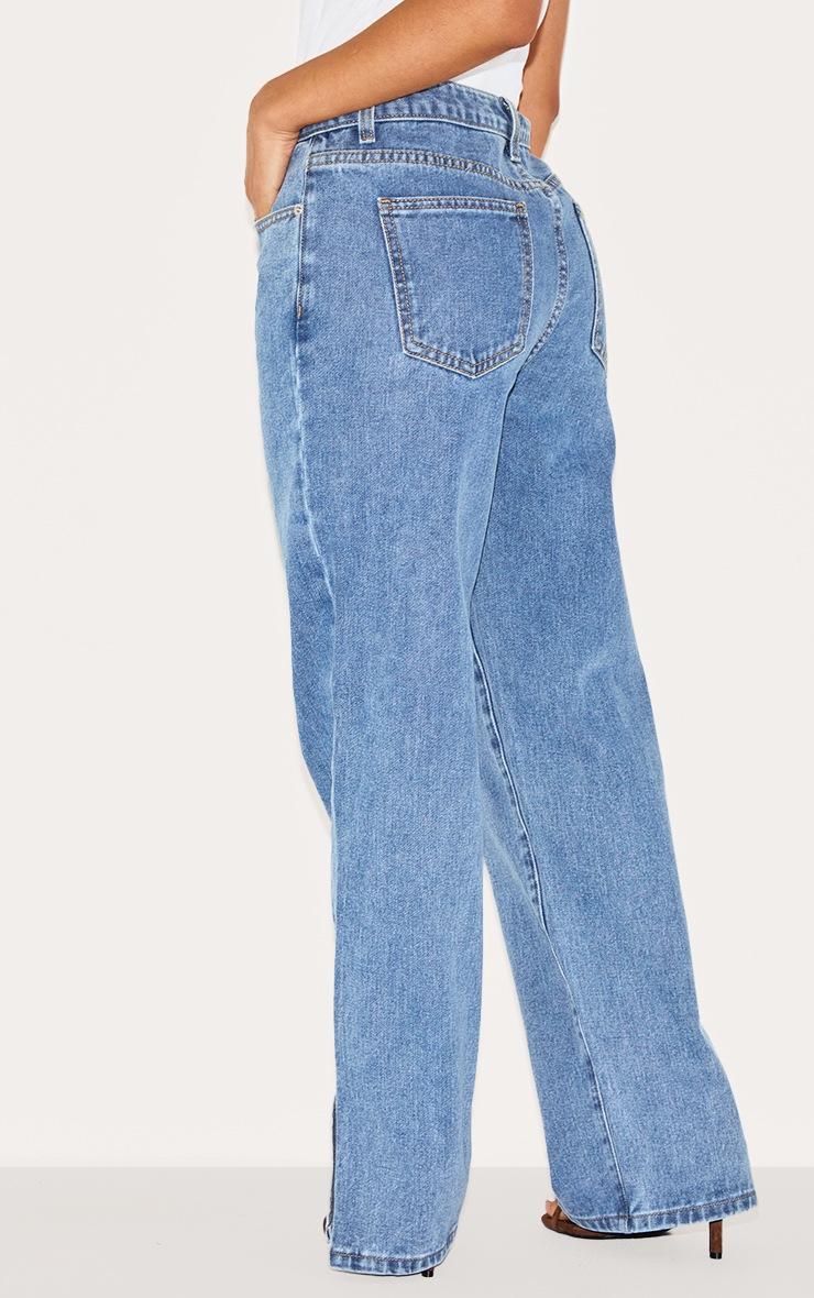 Pretty Little Thing Petite Blue Vintage Wash Split Hem Jeans