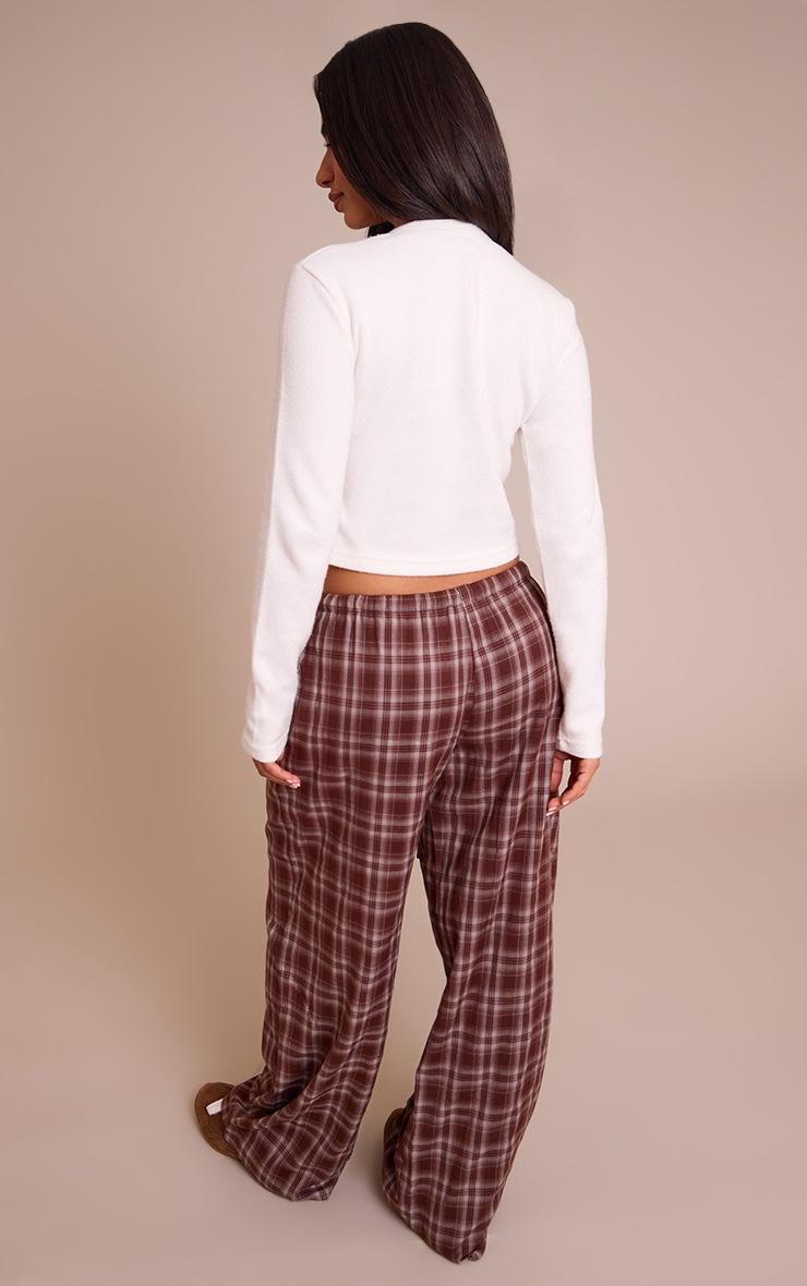 Pretty Little Thing Petite Brown Check Woven Drawstring Low Rise Relaxed Pants