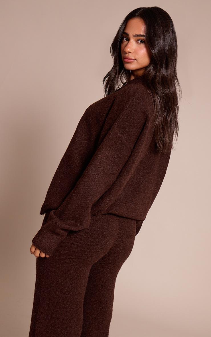 Pretty Little Thing Petite Brown Collared Button Up Knitted Sweater