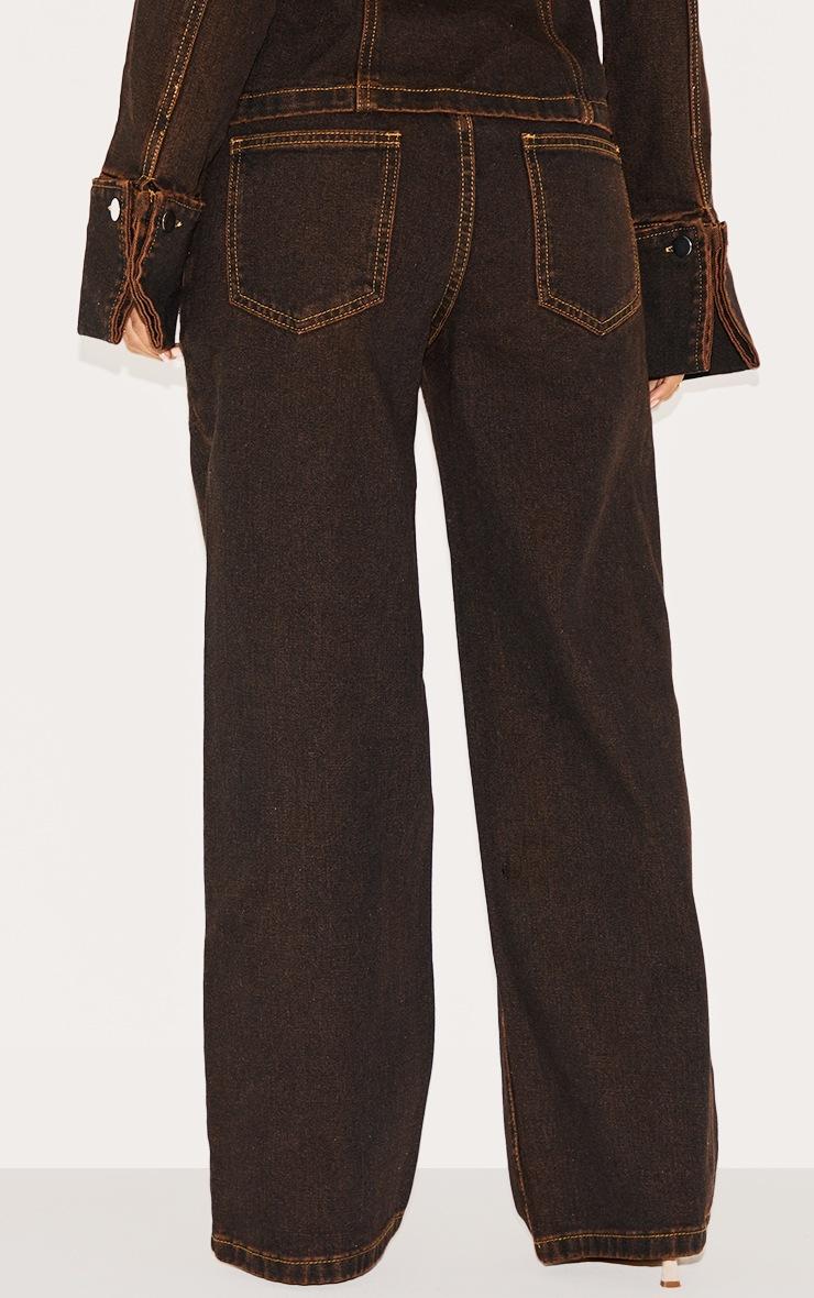 Pretty Little Thing Petite Brown Straight Leg Mid Rise Jeans