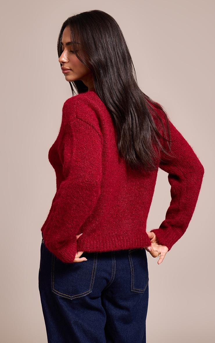 Pretty Little Thing Petite Burgundy Knitted Cardigan