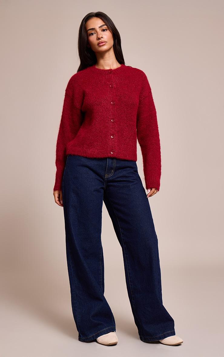 Pretty Little Thing Petite Burgundy Knitted Cardigan