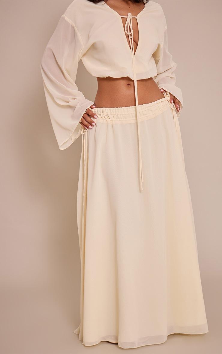 Pretty Little Thing Petite Butter Yellow Chiffon Tie Side Maxi Skirt