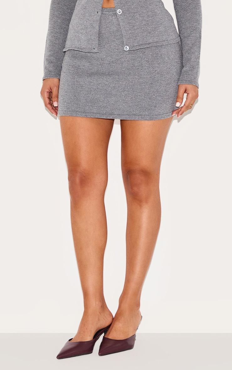 Pretty Little Thing Petite Charcoal Fine Knitted Mini Skirt