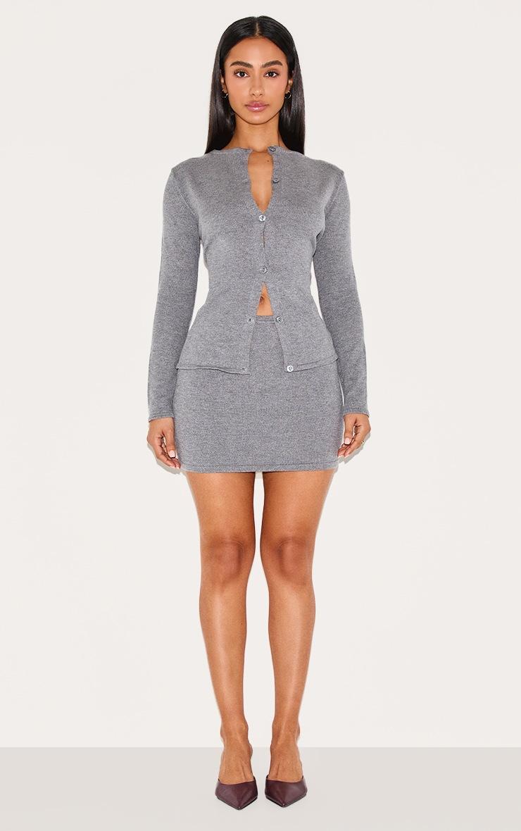 Pretty Little Thing Petite Charcoal Fine Knitted Mini Skirt