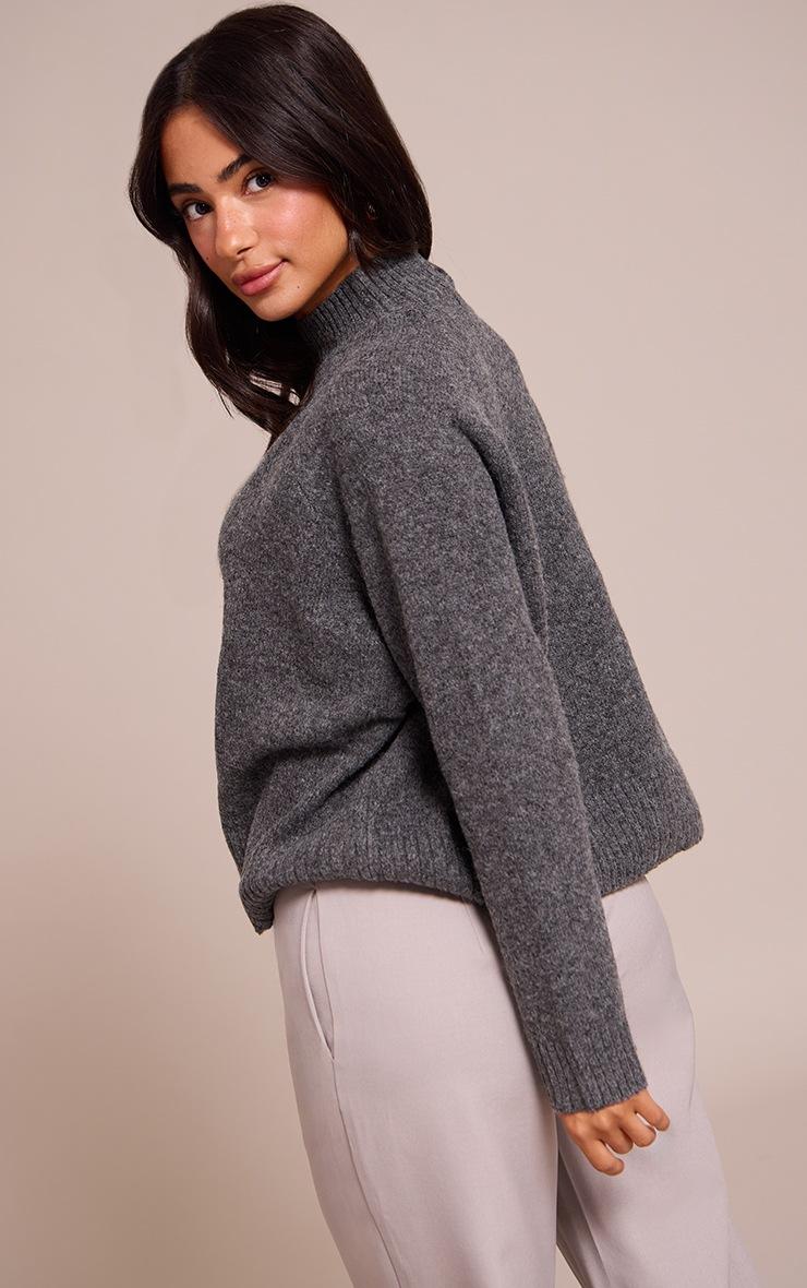 Pretty Little Thing Petite Charcoal Knit Turtleneck Sweater