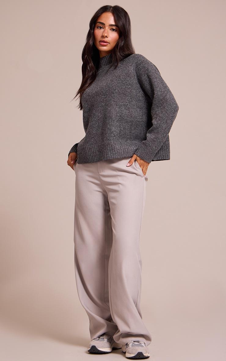 Pretty Little Thing Petite Charcoal Knit Turtleneck Sweater