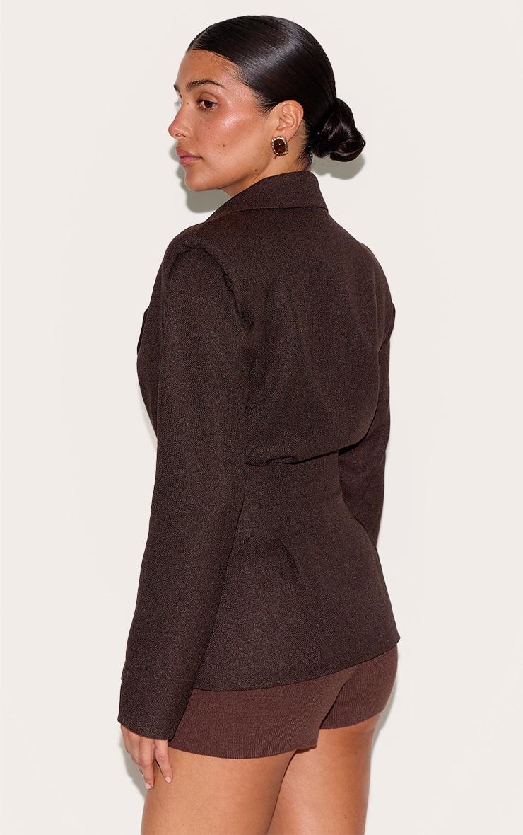 Pretty Little Thing Petite Chocolate Cinched Waist Blazer