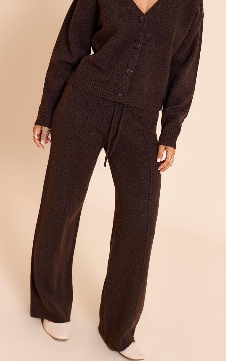 Pretty Little Thing Petite Chocolate Drawstring Knitted Pants