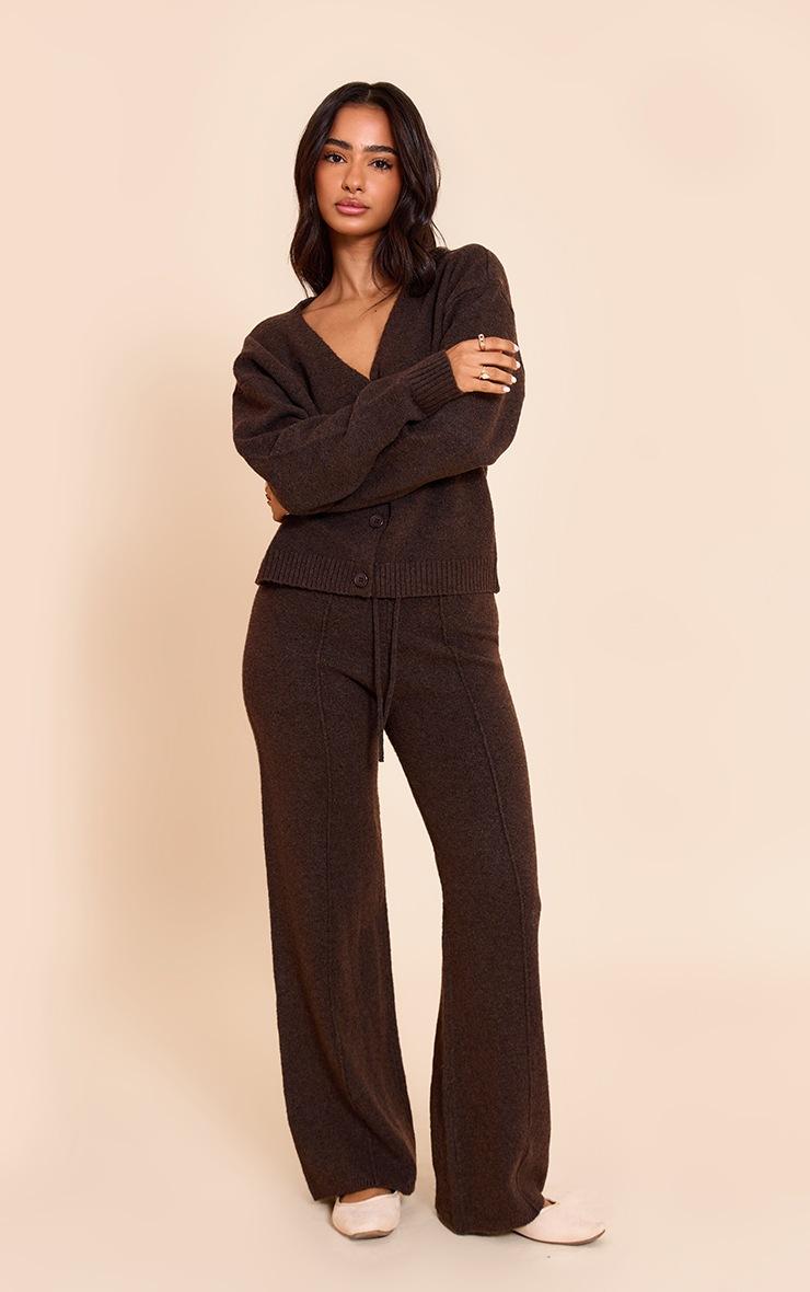 Pretty Little Thing Petite Chocolate Drawstring Knitted Pants