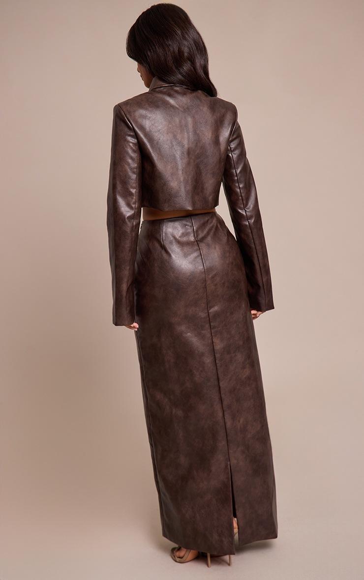 Pretty Little Thing Petite Chocolate Faux Leather Maxi Skirt