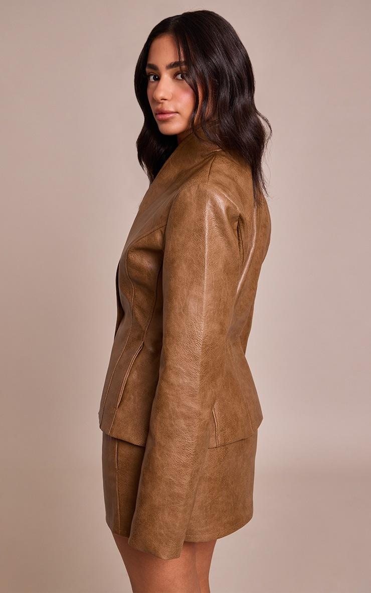 Pretty Little Thing Petite Chocolate Faux Leather Mini Skirt