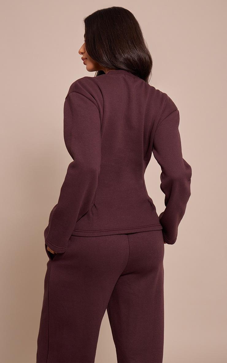 Pretty Little Thing Petite Chocolate Long Sleeve Waist Cinched Sweatshirt