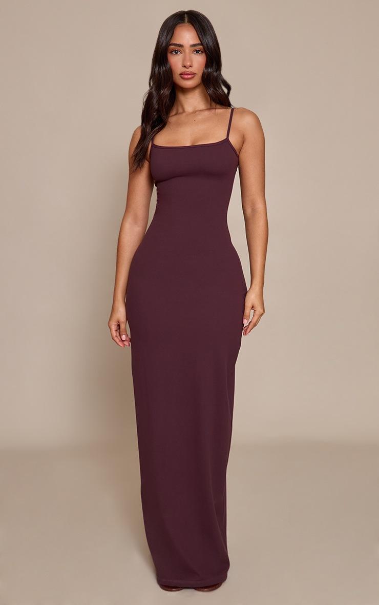 Pretty Little Thing Petite Chocolate Snatched Sculpt Strappy Maxi Dress