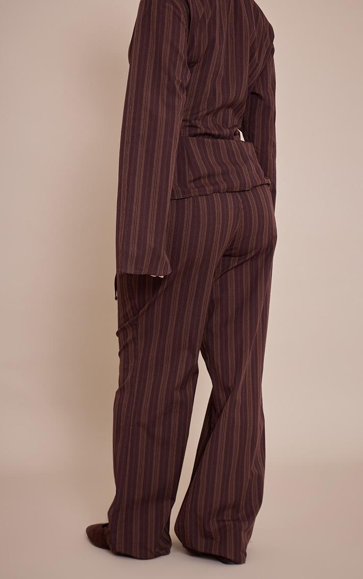 Pretty Little Thing Petite Chocolate Stripe Wide Leg Pants
