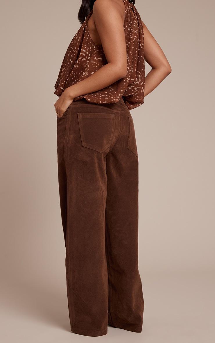 Pretty Little Thing Petite Chocolate Suede Barrel Pants