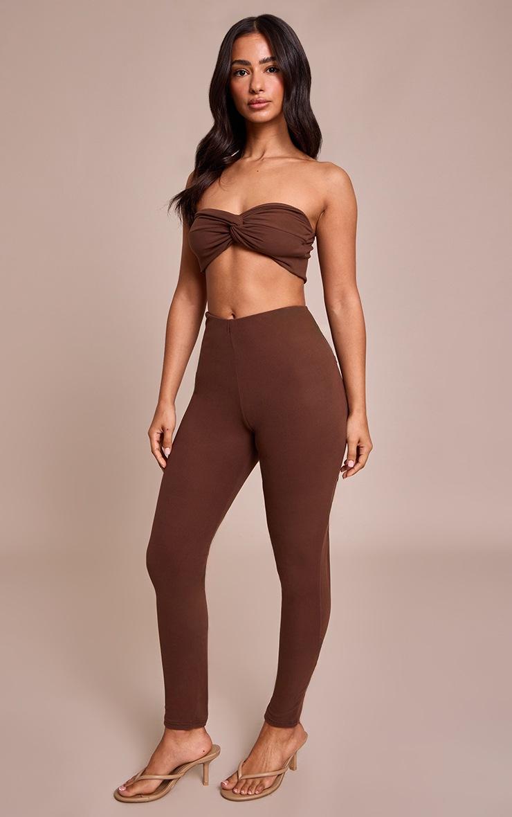Pretty Little Thing Petite Chocolate Super Soft Ruched Leggings