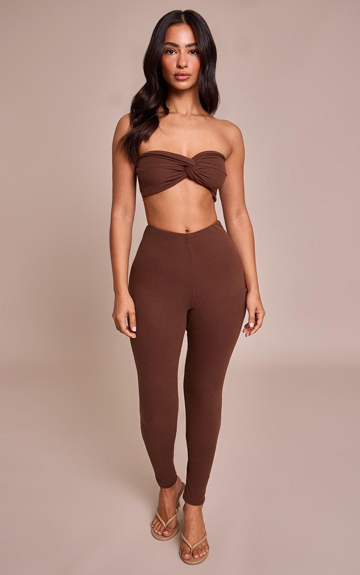 Pretty Little Thing Petite Chocolate Super Soft Ruched Leggings