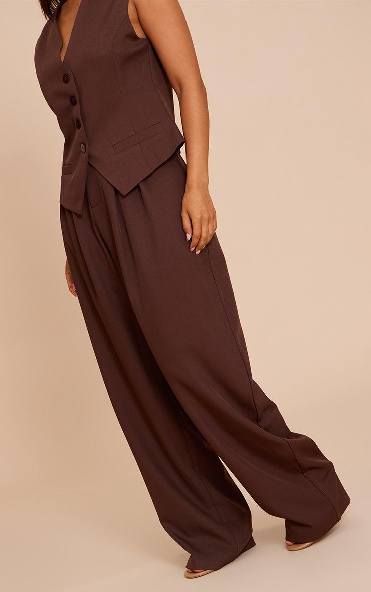 Pretty Little Thing Petite Chocolate Tailored High Waist Wide Leg Pants