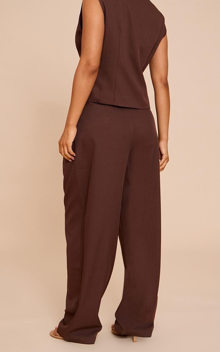 Pretty Little Thing Petite Chocolate Tailored High Waist Wide Leg Pants
