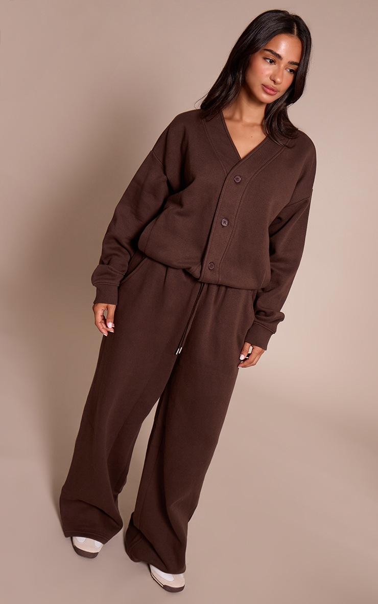 Pretty Little Thing Petite Chocolate Wide Leg Elasticated Drawstring Sweatpants
