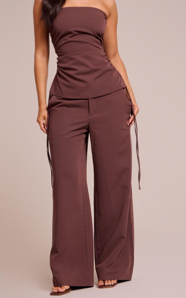 Pretty Little Thing Petite Chocolate Wide Leg Pants