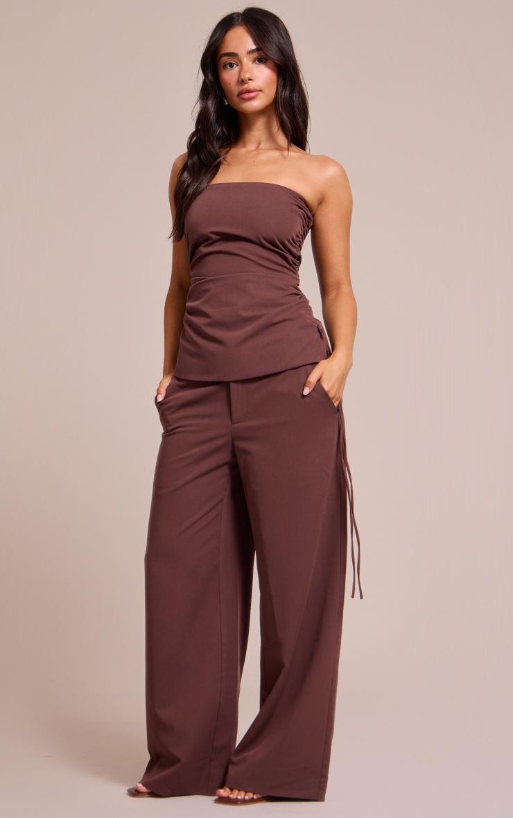 Pretty Little Thing Petite Chocolate Wide Leg Pants