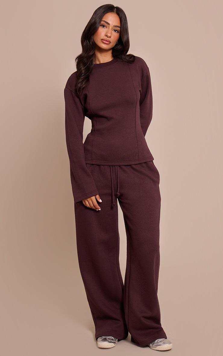 Pretty Little Thing Petite Chocolate Wide Leg Sweatpants