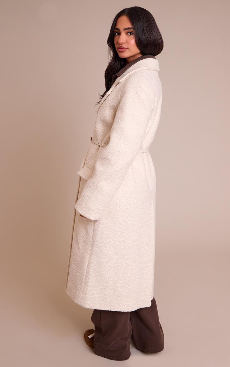 Pretty Little Thing Petite Cream Belted Wool Look Maxi Coat