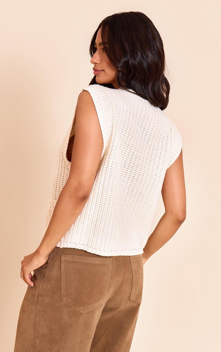 Pretty Little Thing Petite Cream Button Detail Knitted Vest