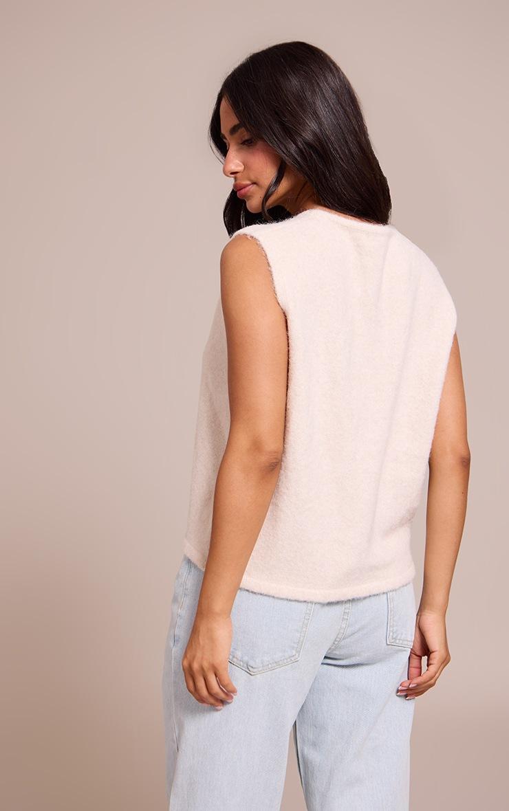 Pretty Little Thing Petite Cream Button Up Knitted Vest