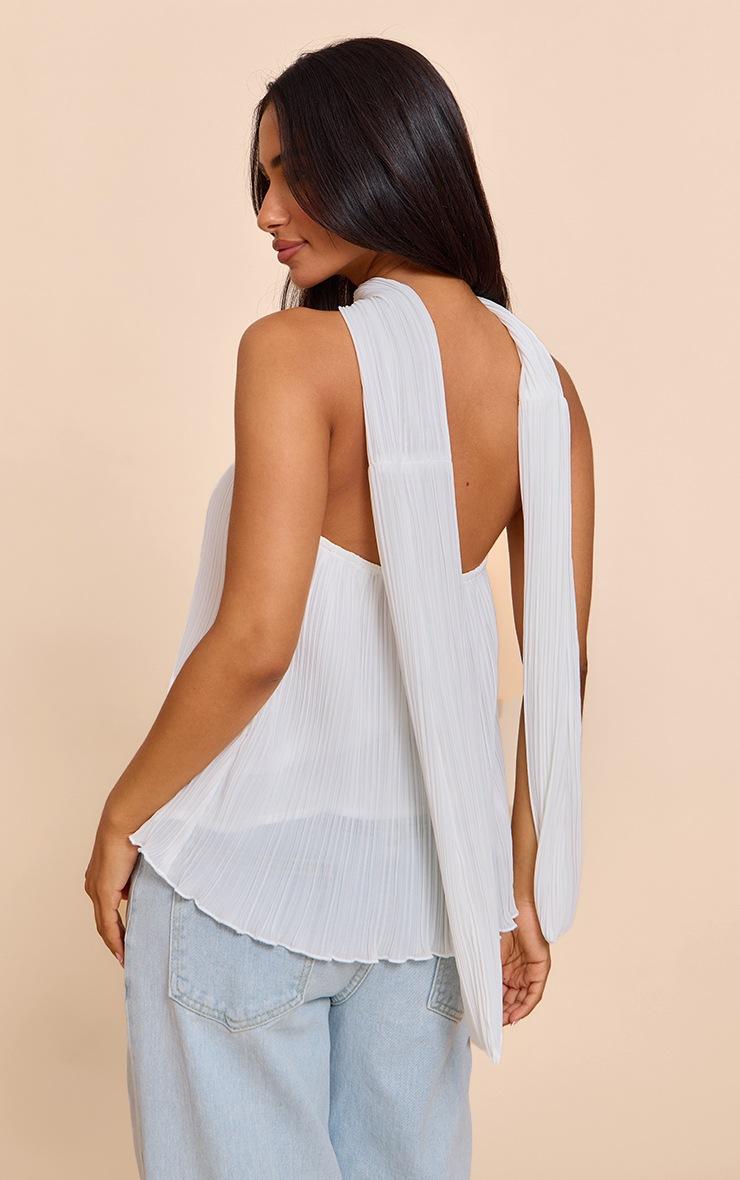 Pretty Little Thing Petite Cream Chiffon Bandeau Neck Scarf Detail Long Top