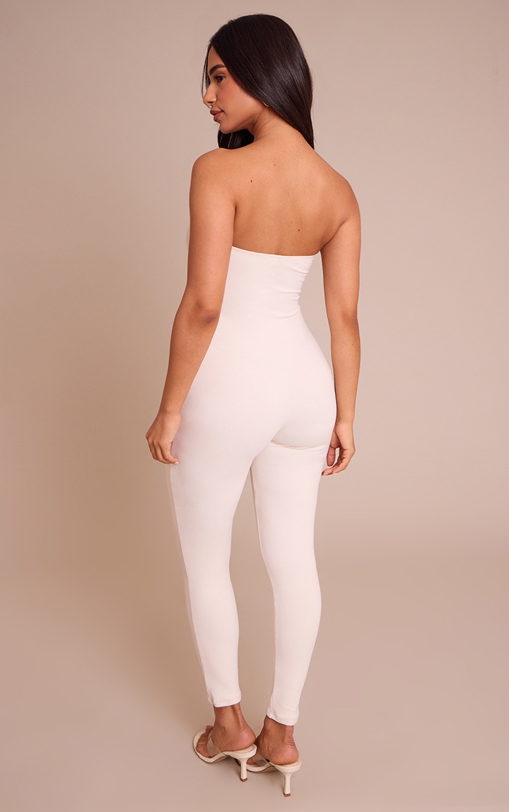 Pretty Little Thing Petite Cream Contour Jersey Fitted Bandeau Jumpsuit
