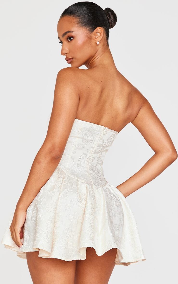 Pretty Little Thing Petite Cream Embellished Bandeau Micro Mini Dress