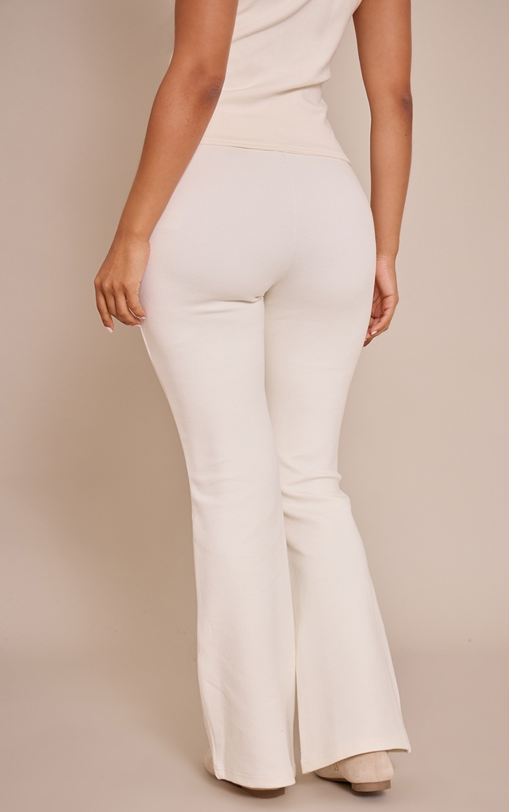 Pretty Little Thing Petite Cream Interlock Seam Detail Flare Pants
