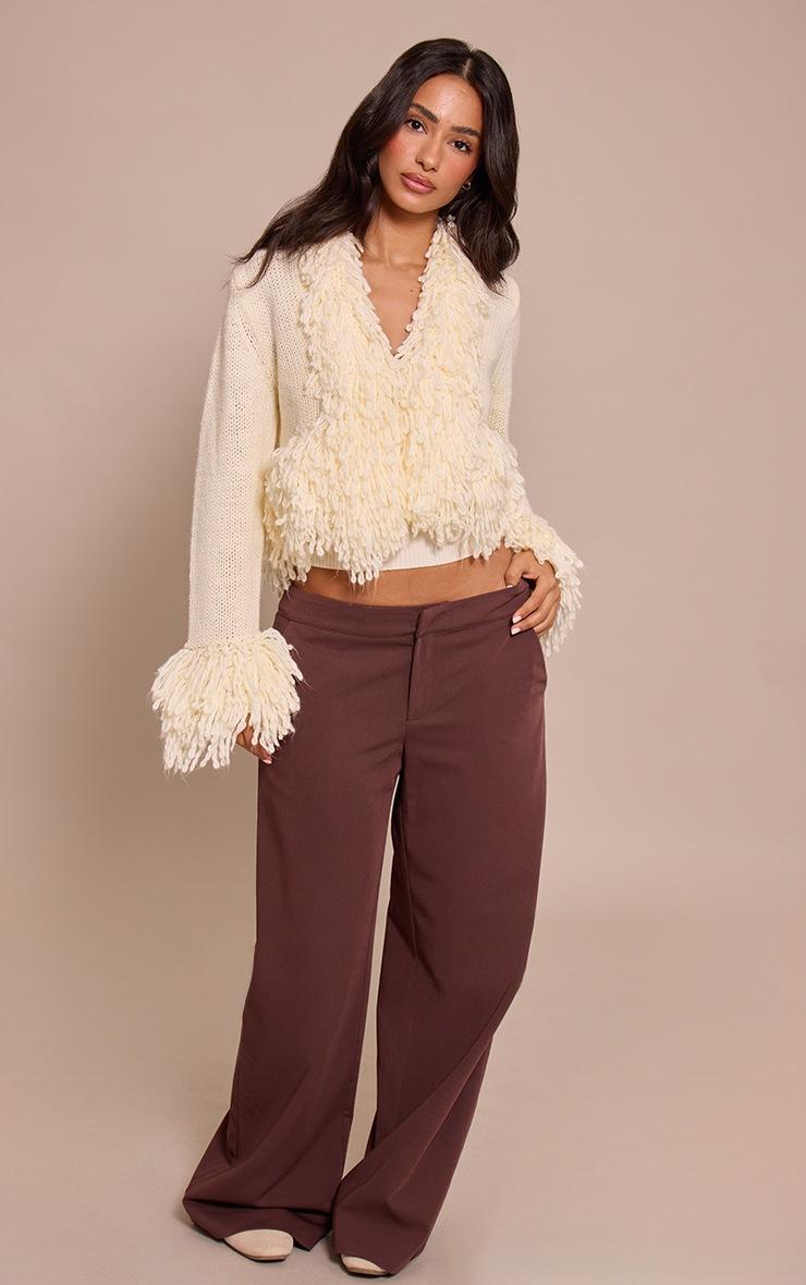 Pretty Little Thing Petite Cream Loop Knit Edge Cardigan