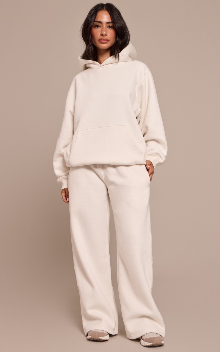 Pretty Little Thing Petite Cream Oversized Pull Over Hoodie