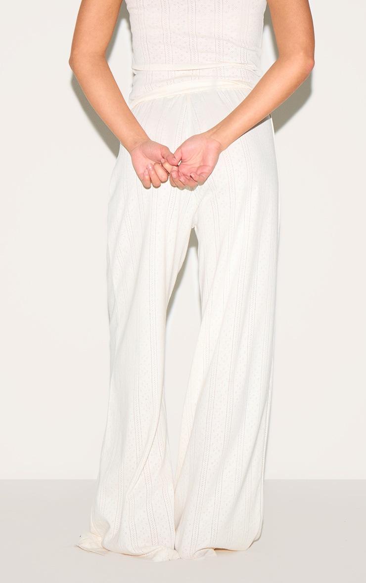 Pretty Little Thing Petite Cream Pointelle Pajama Pants