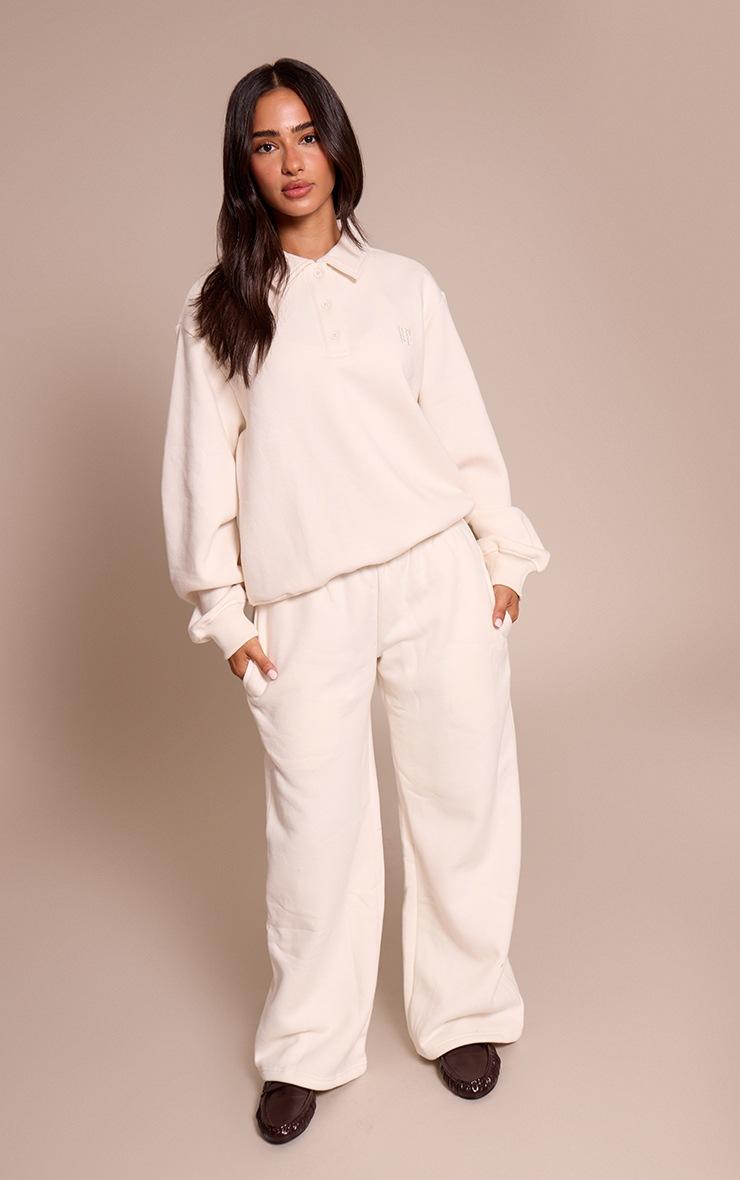 Pretty Little Thing Petite Cream Prettylittlething Straight Leg Sweatpants
